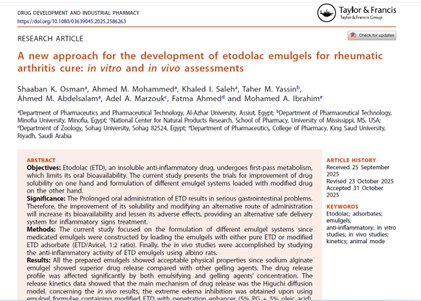 A new approach for the development of etodolac emulgels for rheumatic arthritis cure: in vitro and in vivo assessments